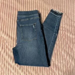 Spankx pull on frayed hem jeans